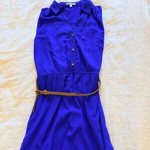 Bright Blue Collared Dress w/ Belt